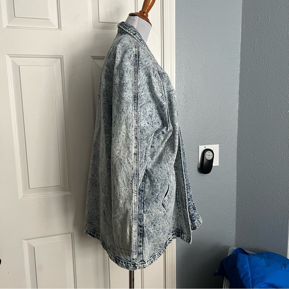 Vintage 1990s Sundance Stone Acid Wash Oversized Denim Duster Jacket - Picture 3 of 14